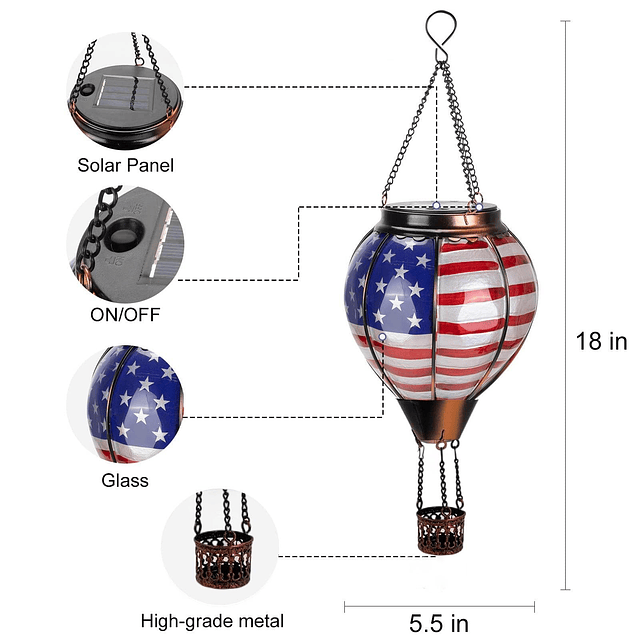 Globo de aire caliente linterna solar al aire libre llama pa