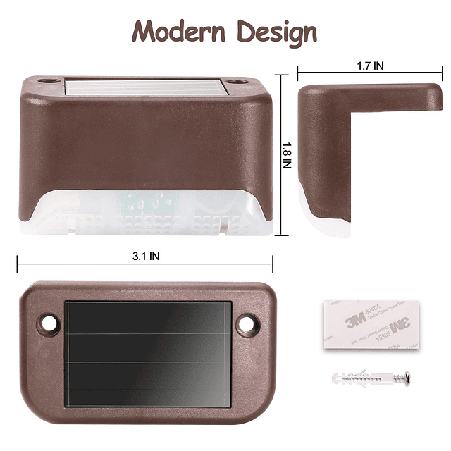 Luces solares para cubierta, paquete de 6 luces de paso para