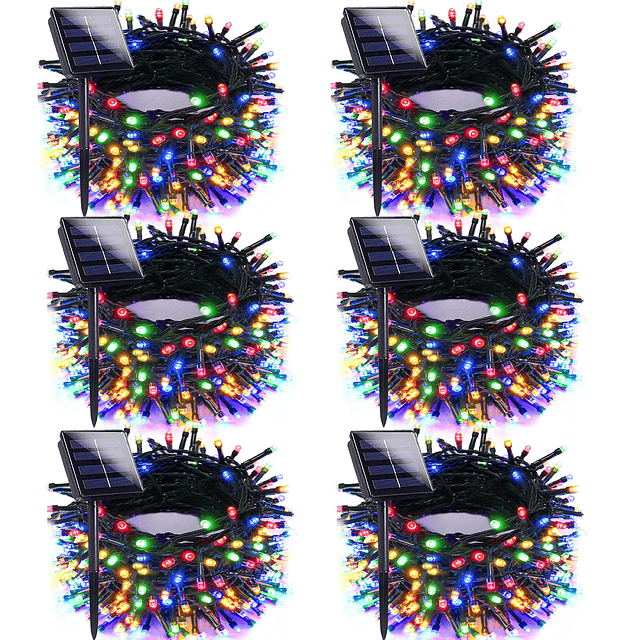 Paquete de 6 luces solares navideñas multicolores para exter