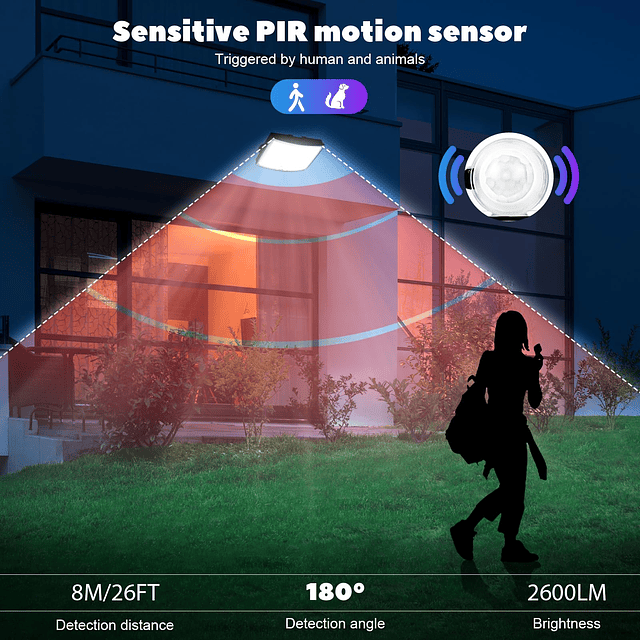 Luces solares para exterior con sensor de movimiento 168 LED