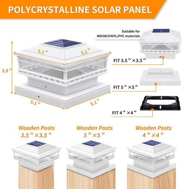 Luces solares para postes de 25 lm para exteriores, resisten