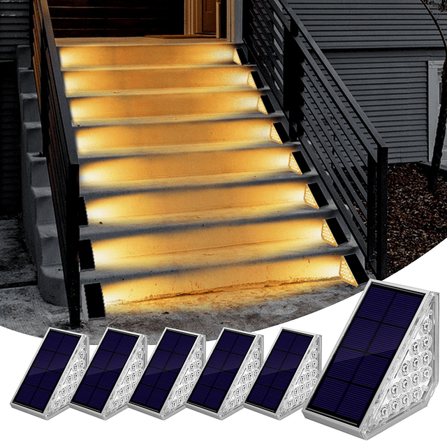 Luces solares para escalones al aire libre, impermeables IP6