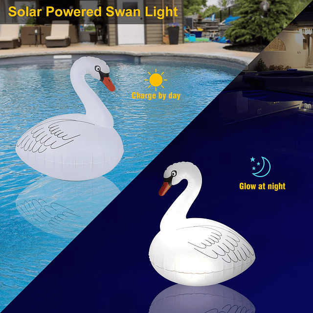 Swan Luces flotantes para piscina, luces solares inflables i