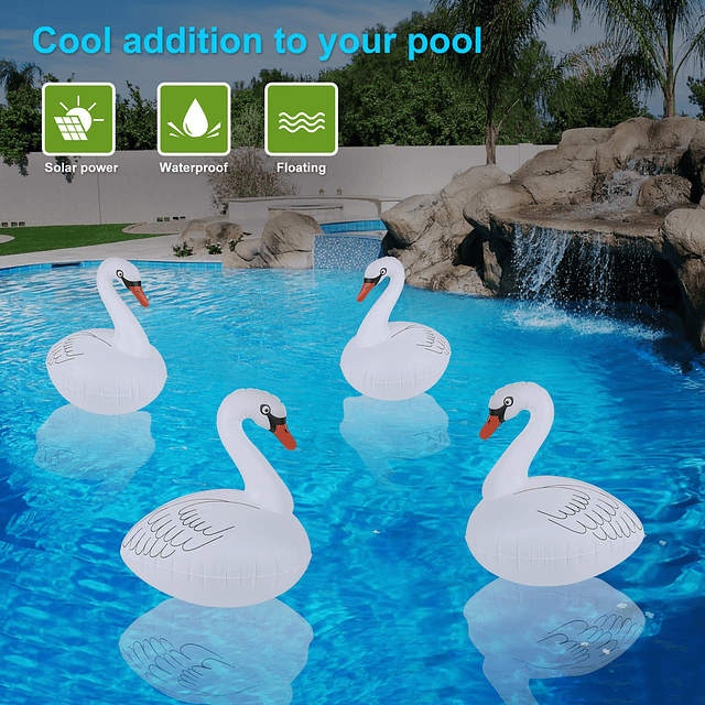 Swan Luces flotantes para piscina, luces solares inflables i