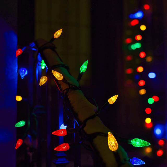 Luces solares de Navidad para exteriores C6, cadena de luces