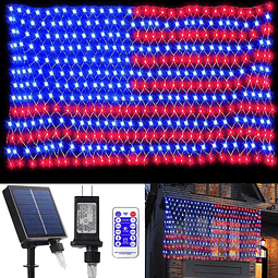 Luces solares de la bandera americana, decoraciones del día