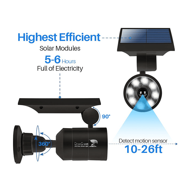 Luces solares con sensor de movimiento Caja de aluminio para