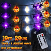 2024 Luces de Halloween con pilas 10 pies 20 LED 3D Calabaza