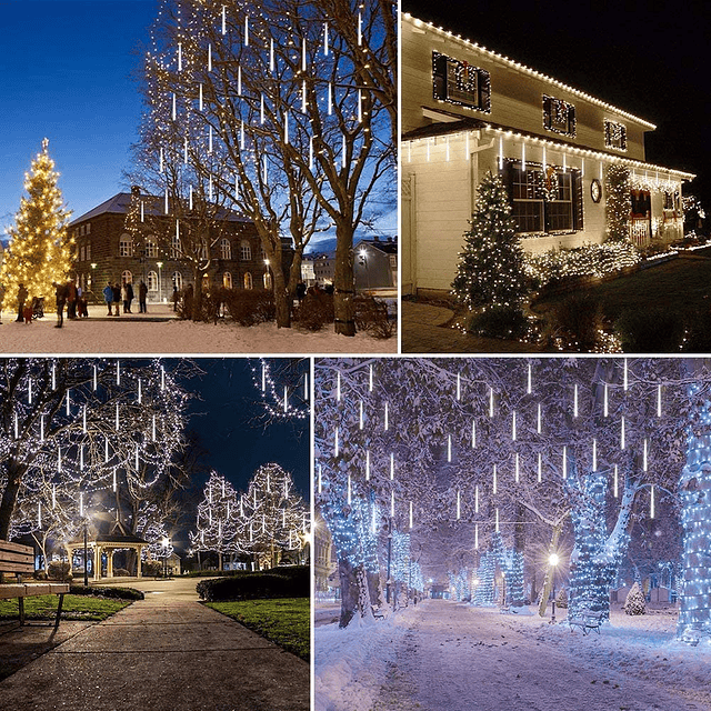 Luces navideñas para exteriores, luces de lluvia de meteorit