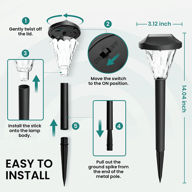 Paquete de 16 luces solares para exteriores, impermeables, n