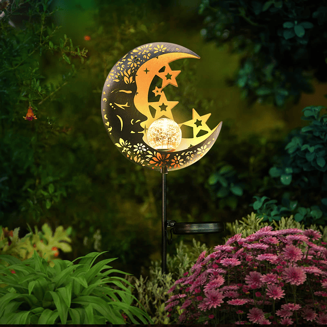 Moon Luces solares para jardín al aire libre, farol solar de