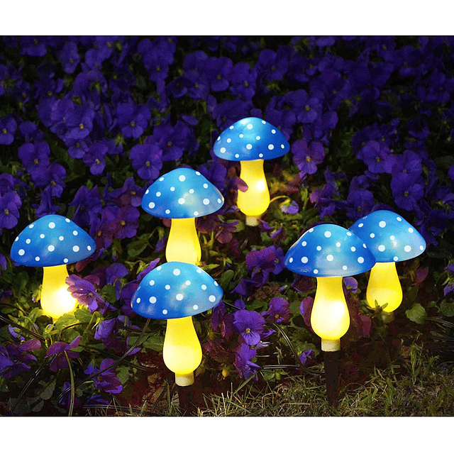 Paquete de 6 luces solares de jardín azules con energía sola