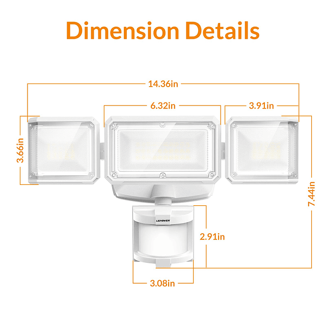 Luz de inundación LED con batería para exteriores, 1500 lm,