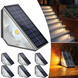 Luces solares para escalones, 6 paquetes de luces LED para c