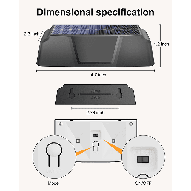 Luces solares para cerca, paquete de 2 luces solares para ex