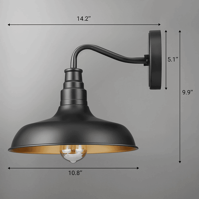 Paquete de 2 luces de pared para exteriores con cuello de ci