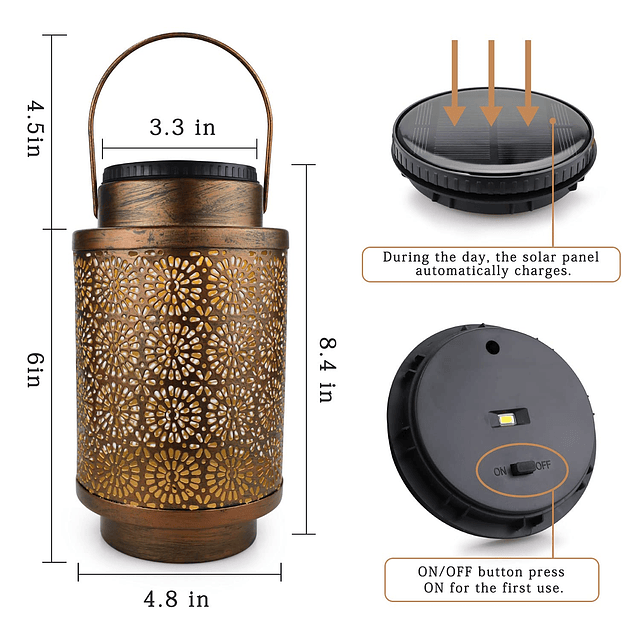 Paquete de 2 linternas solares al aire libre impermeable col