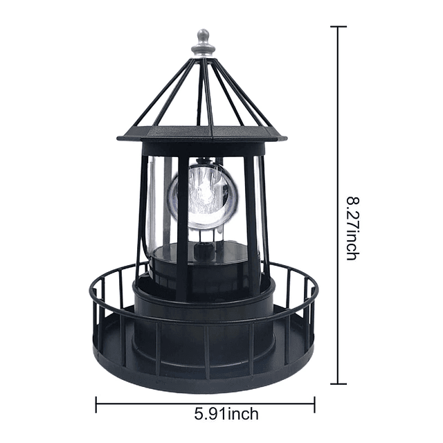 Faro LED con energía solar, lámpara giratoria de 360 ​​grado