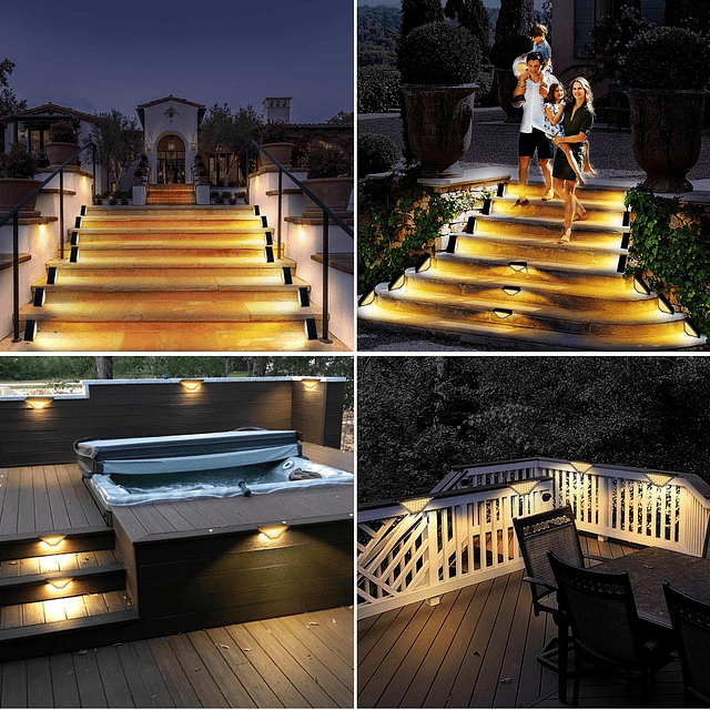 24 luces LED solares para escalones al aire libre, paquete d