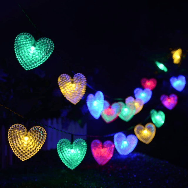 Love Heart Guirnaldas de luces solares para exteriores, impe