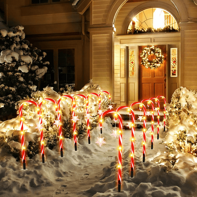 12 paquetes de luces de bastón de caramelo, caminos, decorac