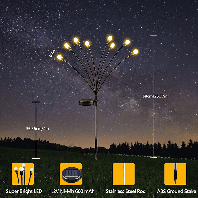 Paquete de 10 luces solares para exteriores para decoración