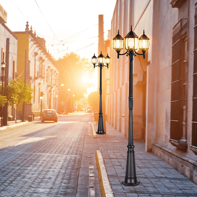 Poste de luz para exteriores del atardecer al amanecer con s