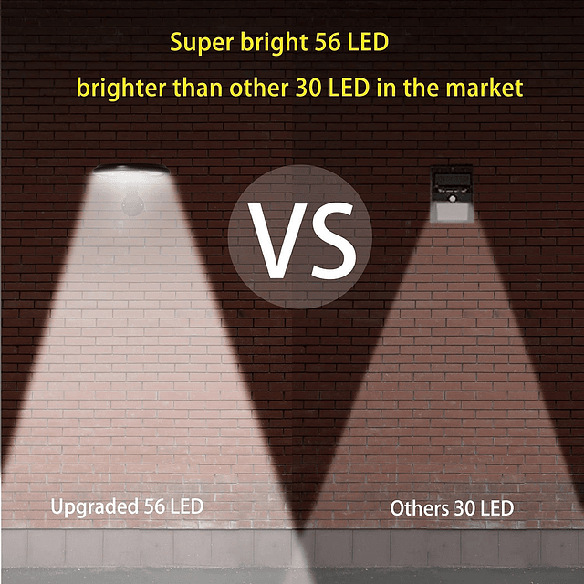 Luces solares para exteriores, superbrillantes, 56 LED, sens