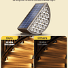 Luces solares para escalones para exteriores, LED blanco cál