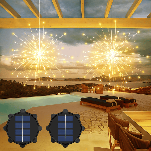 2 PCS Luces solares Luces solares de fuegos artificiales par