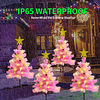 Paquete de 4 árboles de Navidad solares rosas decoraciones n