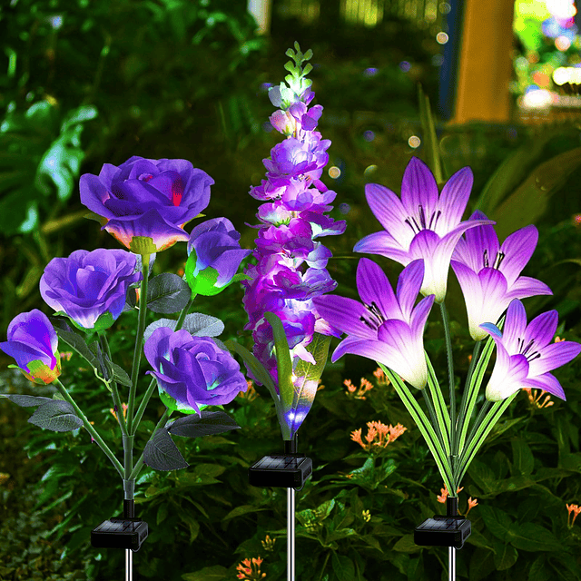 Luces solares de jardín, paquete de 6 luces solares de flore