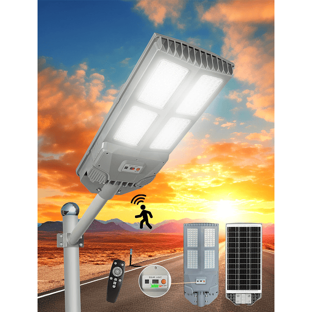 Luz de inundación solar con sensor de movimiento con pantall