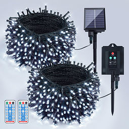 Paquete de 2 luces solares de cadena cada 72 pies 200 luces