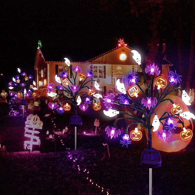 2 luces solares de estaca para decoraciones de Halloween al