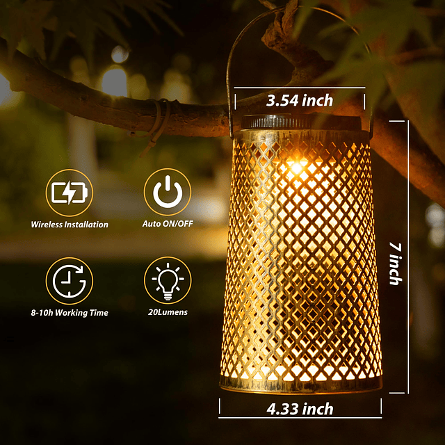 Paquete de 2 linternas solares al aire libre impermeables re