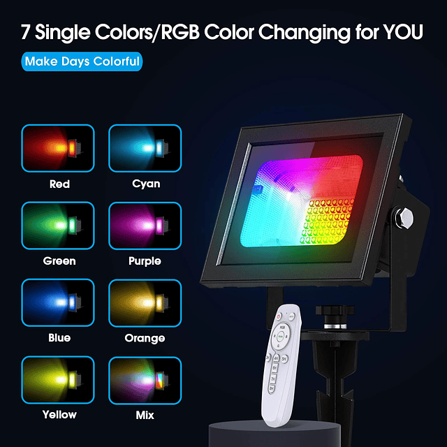 RGB Luces de inundación solares Foco solar para exteriores 7