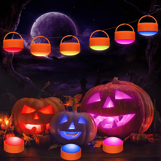 Linternas de calabaza LED sin llama para Halloween, luces Ja