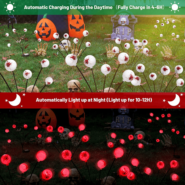 Decoraciones de Halloween al aire libre 2 paquetes de 12 LED