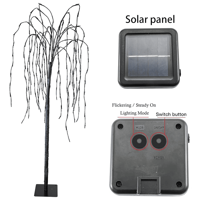 FUCHSUN Árbol de sauce con iluminación solar de 4.6 pies, 20