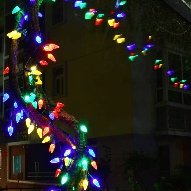 Decoraciones navideñas Luces solares de cadena de fresa al a