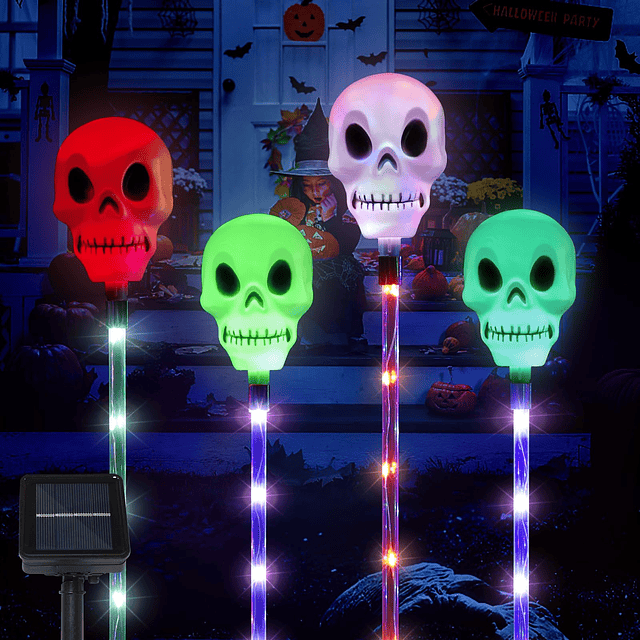 Decoraciones de Halloween Luces solares de calavera al aire