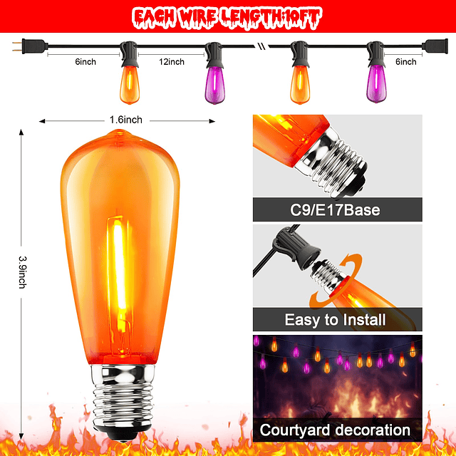 Guirnalda de luces LED de Halloween para exteriores, color n