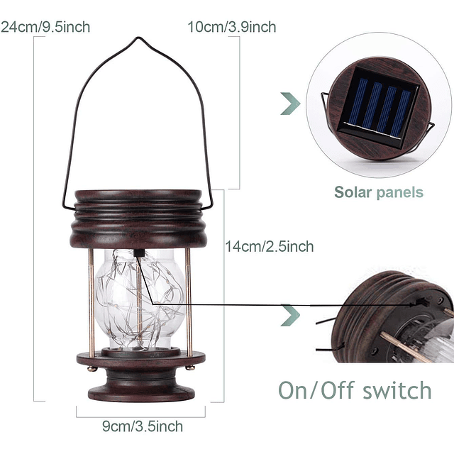 Paquete de 2 linternas solares para exteriores, luces colgan