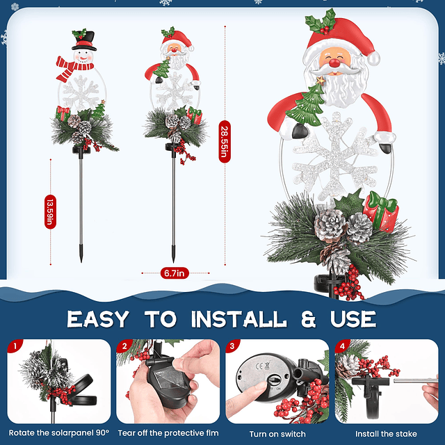 Decoraciones navideñas para exteriores, juego de 2 luces nav