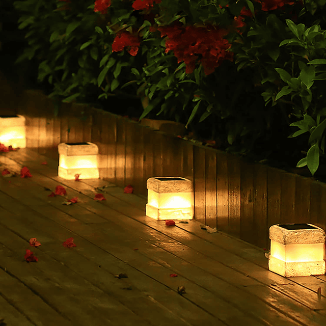 Paquete de 2 luces solares de jardín, luces de roca falsas p