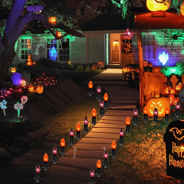 C9 Luces de camino de Halloween al aire libre 19.5 pies Deco