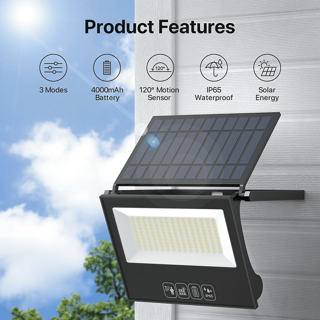 Paquete de 2 luces solares de inundación al aire libre imper