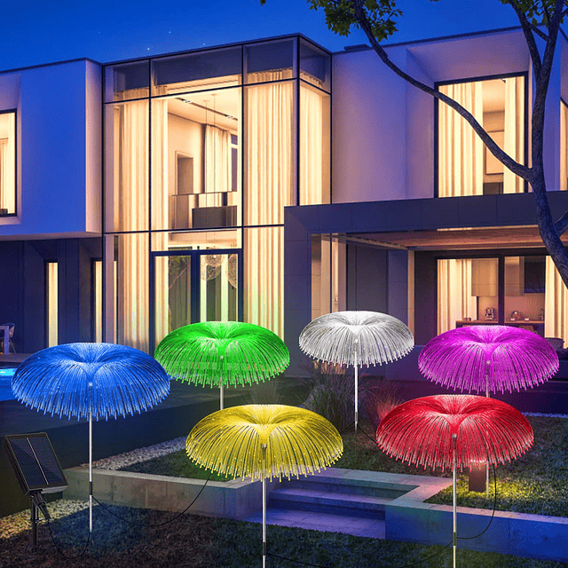 Luces solares para exterior, paquete de 6, 7 colores cambian