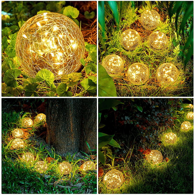 Luces solares para jardín al aire libre, bola de cristal agr